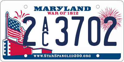 MD license plate 2AC3702