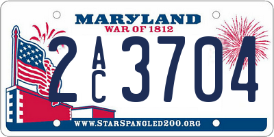MD license plate 2AC3704
