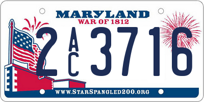 MD license plate 2AC3716