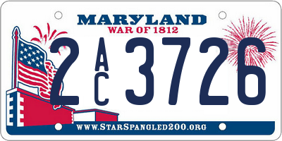 MD license plate 2AC3726