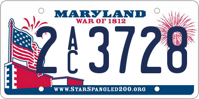 MD license plate 2AC3728