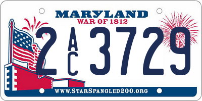 MD license plate 2AC3729