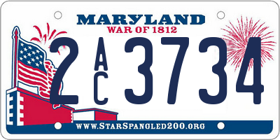 MD license plate 2AC3734