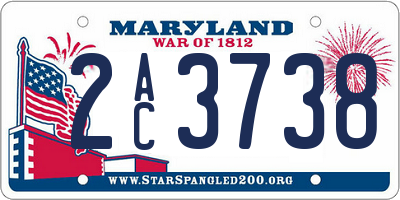 MD license plate 2AC3738