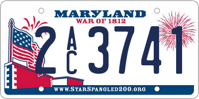 MD license plate 2AC3741
