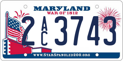 MD license plate 2AC3743