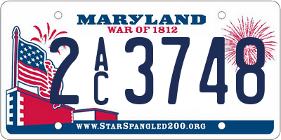 MD license plate 2AC3748