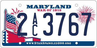 MD license plate 2AC3767