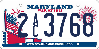 MD license plate 2AC3768