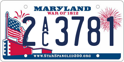MD license plate 2AC3781