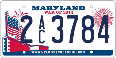 MD license plate 2AC3784