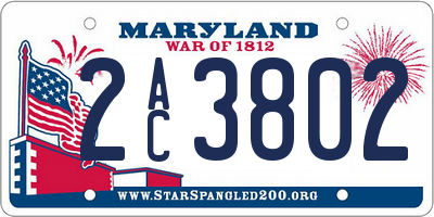 MD license plate 2AC3802