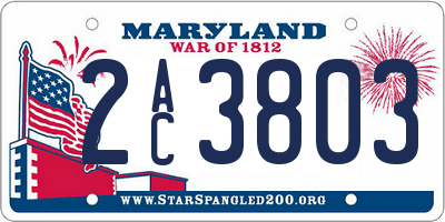 MD license plate 2AC3803