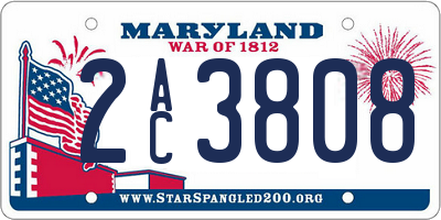 MD license plate 2AC3808