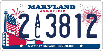MD license plate 2AC3812