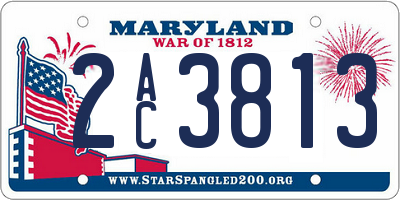 MD license plate 2AC3813