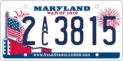 MD license plate 2AC3815