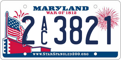 MD license plate 2AC3821