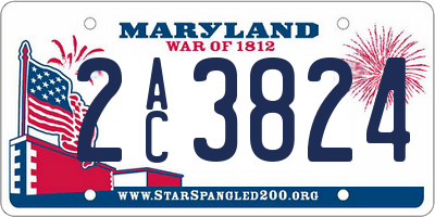MD license plate 2AC3824