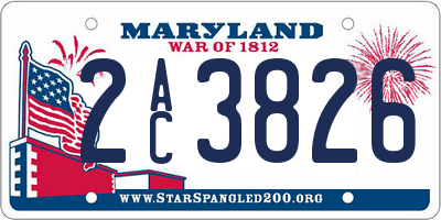 MD license plate 2AC3826