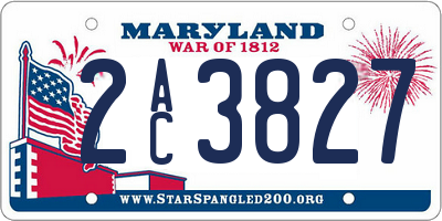 MD license plate 2AC3827