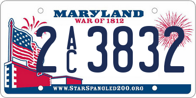 MD license plate 2AC3832