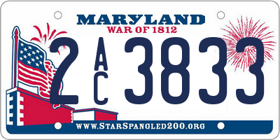 MD license plate 2AC3833