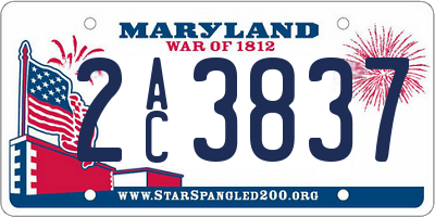 MD license plate 2AC3837