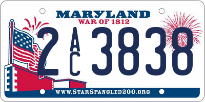 MD license plate 2AC3838