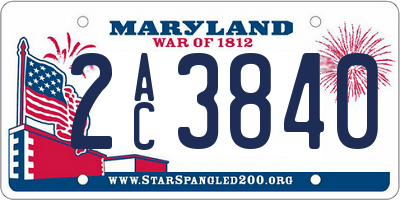 MD license plate 2AC3840