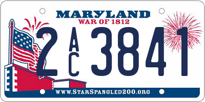 MD license plate 2AC3841