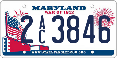 MD license plate 2AC3846