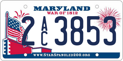MD license plate 2AC3853