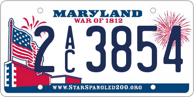 MD license plate 2AC3854