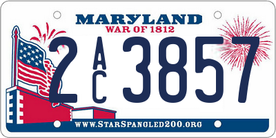 MD license plate 2AC3857