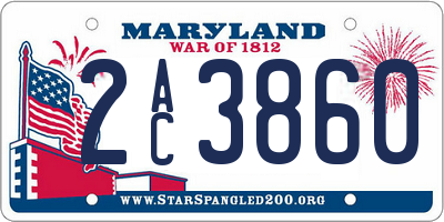 MD license plate 2AC3860