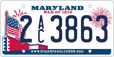 MD license plate 2AC3863
