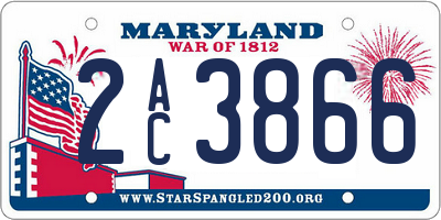 MD license plate 2AC3866