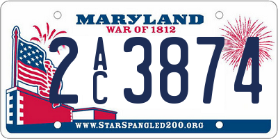 MD license plate 2AC3874