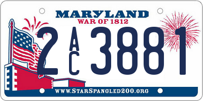 MD license plate 2AC3881