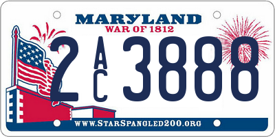 MD license plate 2AC3888
