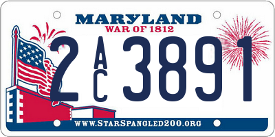MD license plate 2AC3891