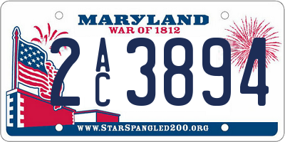 MD license plate 2AC3894
