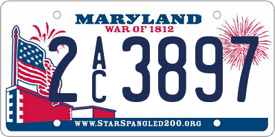 MD license plate 2AC3897
