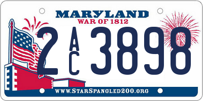 MD license plate 2AC3898