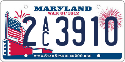 MD license plate 2AC3910