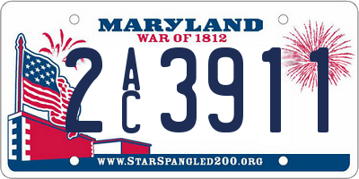 MD license plate 2AC3911