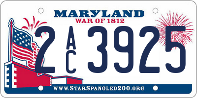 MD license plate 2AC3925