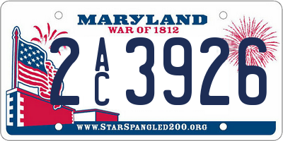 MD license plate 2AC3926
