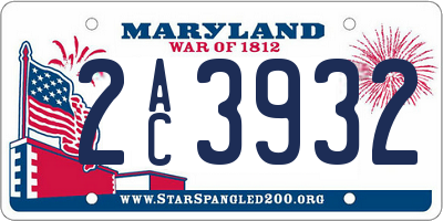 MD license plate 2AC3932